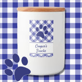 Classic Blue White Gingham Pattern Paw Name フードラベル