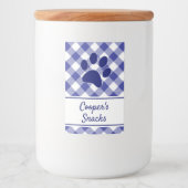 Classic Blue White Gingham Pattern Paw Name フードラベル (正面)