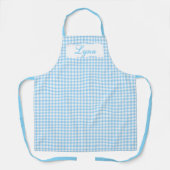 Classic Blue & White Gingham | Personalized Name エプロン (正面)