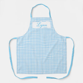 Classic Blue & White Gingham | Personalized Name エプロン
