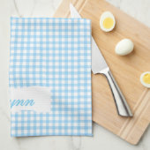 Classic Blue & White Gingham | Personalized Name キッチンタオル (四つ折り)