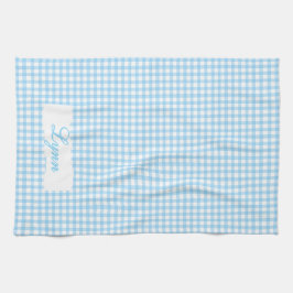Classic Blue & White Gingham | Personalized Name キッチンタオル