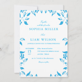 classic blue  wild flowers wedding invite 招待状