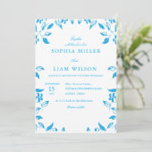 classic blue  wild flowers wedding invite 招待状 (スタンド正面)