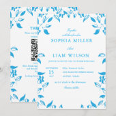 classic blue  wild flowers wedding invite 招待状 (正面/裏面)