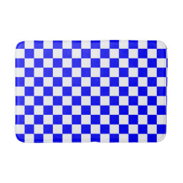 Classic Blue with White Square Pattern バスマット