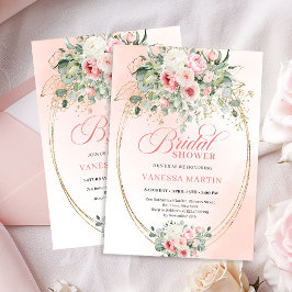 Classic Blush and Gold Floral Bridal Shower Invite 招待状