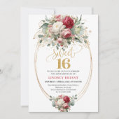 Classic Blush Burgundy White Sweet Sixteen Invite 招待状 (正面)