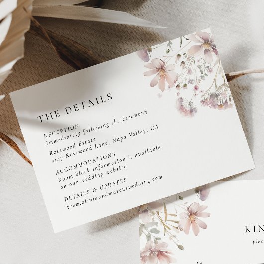 Classic Blush Floral Wedding Details エンクロージャーカード