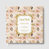 Classic Blush Gold Boho Wedding Guest Book Signing ゲストブック (正面)