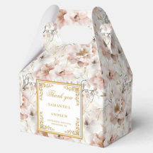 Classic blush ivory gold floral wedding favor box