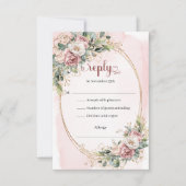 Classic Blush Pink Eucalyptus Wedding RSVP (正面)