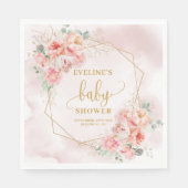 Classic blush pink florals baby shower luncheon  スタンダードランチョンナプキン (正面)