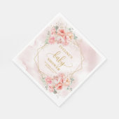 Classic blush pink florals baby shower luncheon  スタンダードランチョンナプキン (角)