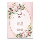 Classic Blush Pink Flowers Gold Glitter Table Sign テーブルナンバー (正面)