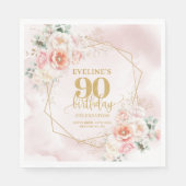 Classic blush pink gold 90th birthday celebration  スタンダードランチョンナプキン (正面)