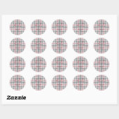 Classic Blush Pink Gray Plaid Pattern Label Sheet ラウンドシール (シート)