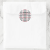 Classic Blush Pink Gray Plaid Pattern Label Sheet ラウンドシール (バッグ)