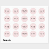 Classic Blush Pink Monogram Typography Wedding ラウンドシール (シート)