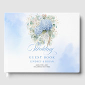 Classic Bohemian Blue Hydrangeas Gold Wedding ゲストブック (正面)