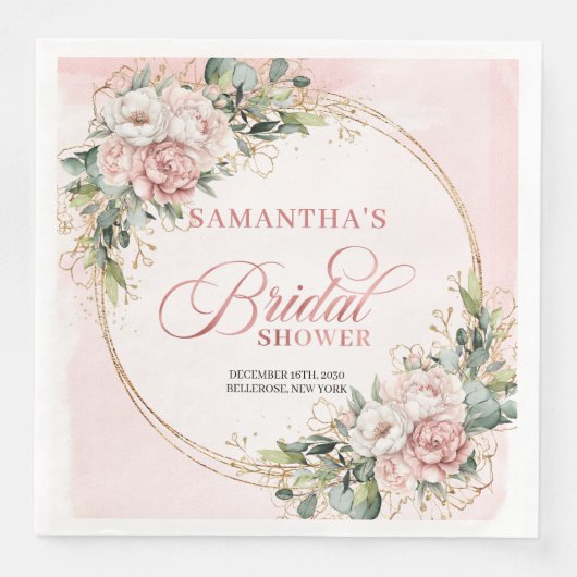 Classic Bohemian Light Pink Flowers Bridal Shower (正面)