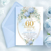 Classic Bohemian Soft Blue Greenery 60th Birthday 招待状