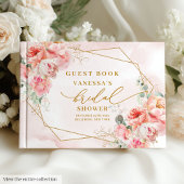 Classic Boho Blush Gold Frame Roses Bridal Shower ゲストブック