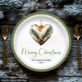 Classic Boho Botanical Christmas Bouquet Plates ペーパープレート