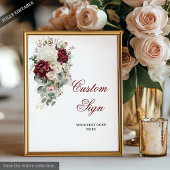 Classic Boho Burgundy White Rose Custom Wedding  ポスター