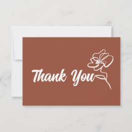 Classic Boho Burnt Orange Floral Sketch  サンキューカード