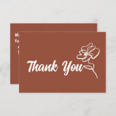 Classic Boho Burnt Orange Floral Sketch  サンキューカード (正面/裏面)