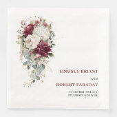 Classic Boho Maroon Blush Gold Roses Wedding Paper (正面)