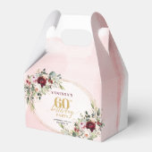 Classic Boho Maroon Roses 60th Birthday Favor Box フェイバーボックス (正面サイド)