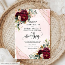 Classic Boho Merlot Gold White Flowers Wedding 
