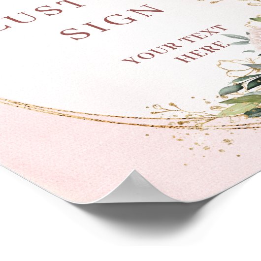 Classic Boho Rose Gold Eucalyptus Custom Sign ポスター (角)