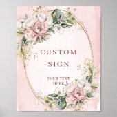 Classic Boho Rose Gold Eucalyptus Custom Sign ポスター (正面)