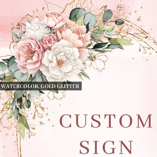 Classic Boho Rose Gold Eucalyptus Custom Sign ポスター