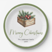 Classic Boho Scandinavian Christmas Tree Plates ペーパープレート (正面)