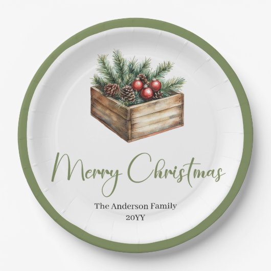 Classic Boho Scandinavian Christmas Tree Plates ペーパープレート (正面)