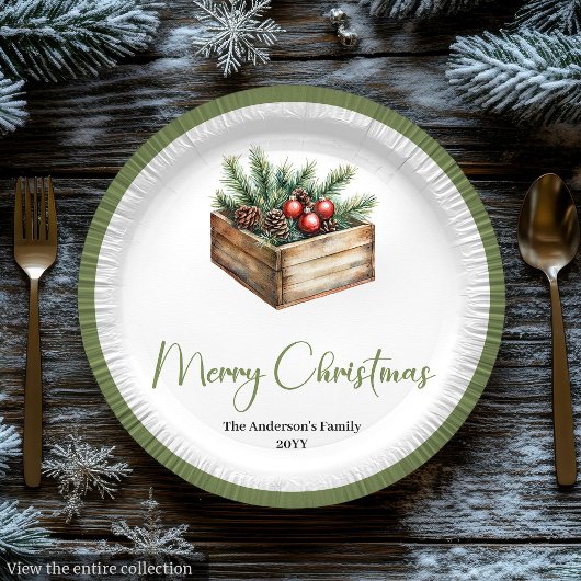 Classic Boho Scandinavian Christmas Tree Plates ペーパープレート