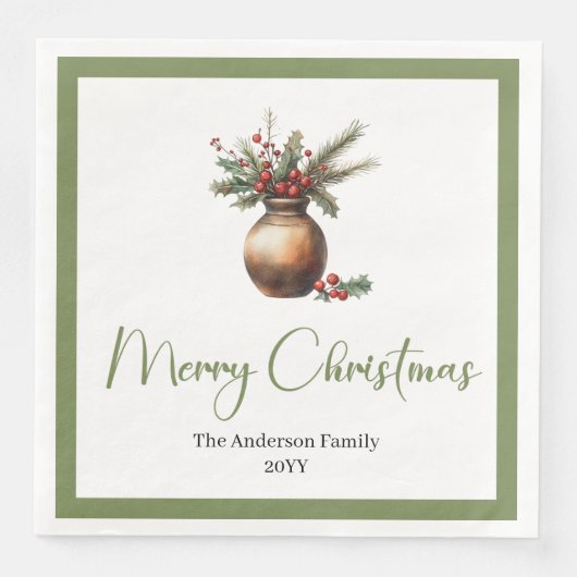 Classic Boho Scandinavian Christmas Wreath Napkins (正面)