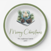 Classic Boho Scandinavian Christmas Wreath Plates ペーパープレート (正面)