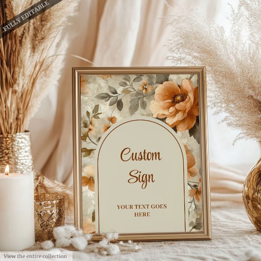 Classic Boho Terra Cotta Ivory Sage Floral Custom  ポスター