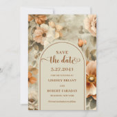 Classic Boho Terra Cotta Olive Floral Save Date 招待状 (正面)