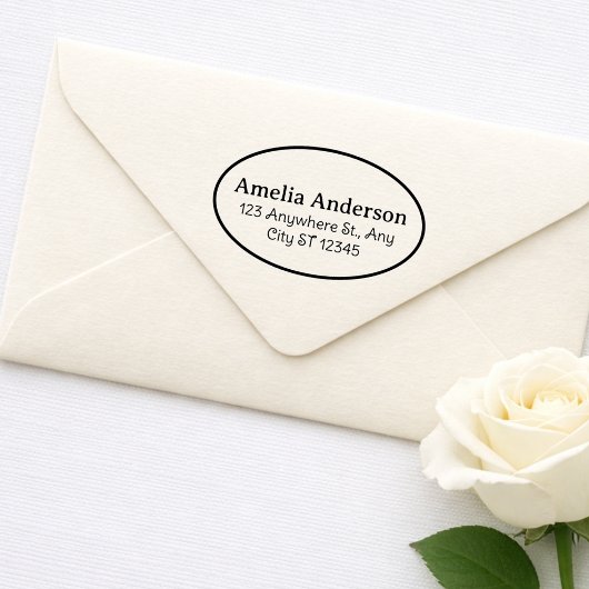 Classic Bold Oval Return Address Rubber Stamp ラバースタンプ