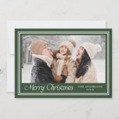 Classic Border Forest Green Merry Christmas Photo シーズンカード (正面)