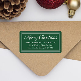 Classic Border Green Christmas Return Address ラベル