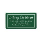 Classic Border Green Christmas Return Address ラベル (正面)
