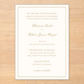 Classic Border Ivory and Gold Timeless Wedding アクリル招待状 (正面)
