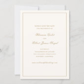 Classic Border Ivory and Gold Timeless Wedding セーブザデート (正面)